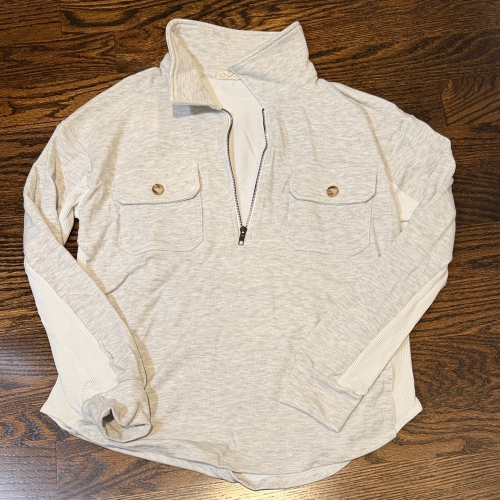 Hem & Thread thermal and fleece quarter zip up top small